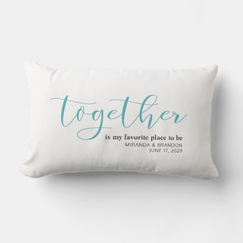 Simple Our Favorite Place to Be Wedding Date Lumbar Pillow