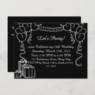 Simple Outline Birthday Invitation Postcard