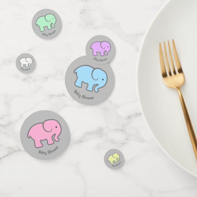 Simple Outline Colored Elephants Table Confetti