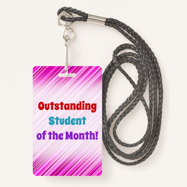Simple "Outstanding Student of the Month!" Badge (Front with Lanyard)