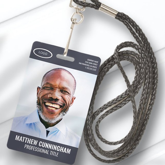 Simple Oval Logo  Employee Photo Name Barcode Badge (Creator Uploaded)