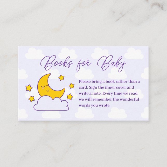 Simple Over The Moon Baby Shower Books For Baby Enclosure Card (Front)
