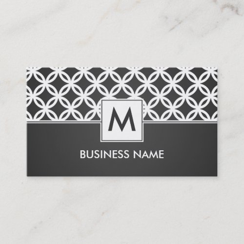 Simple Overlapping Circles Pattern Monogram Black Business Card