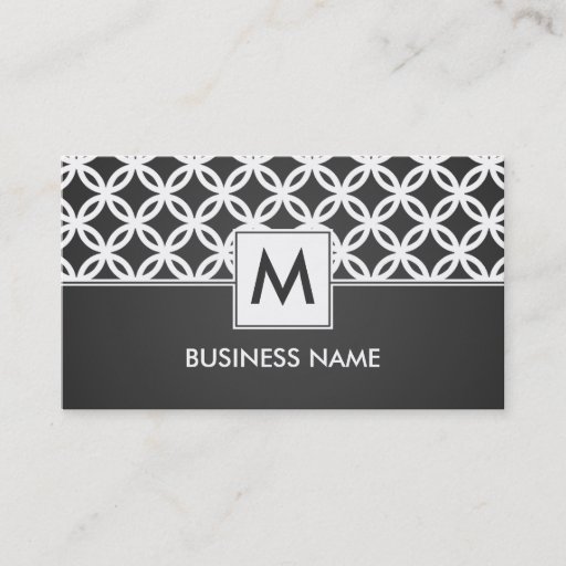 Customizable Simple Overlapping Circles Pattern Monogram Black Business Card
