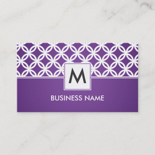 Simple Overlapping Circles Pattern Monogram Purple Business Card Template