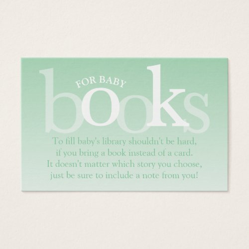 Simple Overlay Bring a Book Baby Shower Card Mint