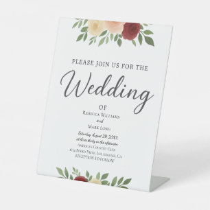 Simple Overlay Photo Wedding Invitation Pedestal Sign