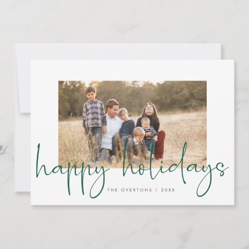 Simple Oversize Script Happy Holidays Photo Holiday Card