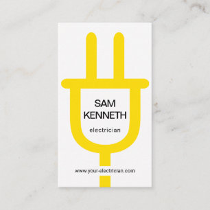 Simple Oversize Yellow Power Plug Electrician Business Card