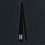 Simple Oversized Monogram Initial Black and Grey Neck Tie<br><div class="desc">Bold and simple, custom tie with your choice of initial. The design features oversized sans serif typography in grey on a black background. The template is set up for you to change the letter but, if you wish to edit the colors as well, please click "customize further" or message me...</div>