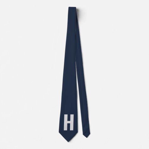 Simple Oversized Monogram Initial Blue and Grey Neck Tie
