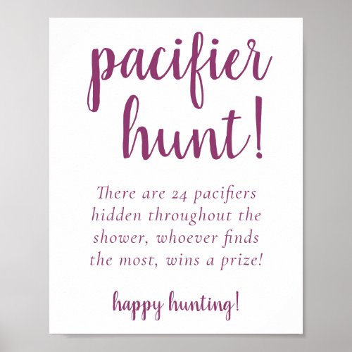Simple Pacifier Hunt  Berry Pink Shower Game Poster