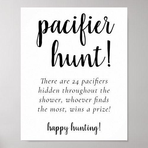 Simple Pacifier Hunt  Black Script Shower Game Poster