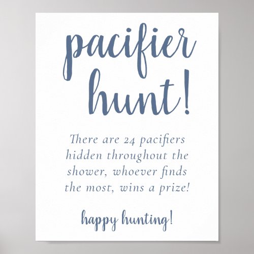 Simple Pacifier Hunt  Dusty Blue Shower Game Poster