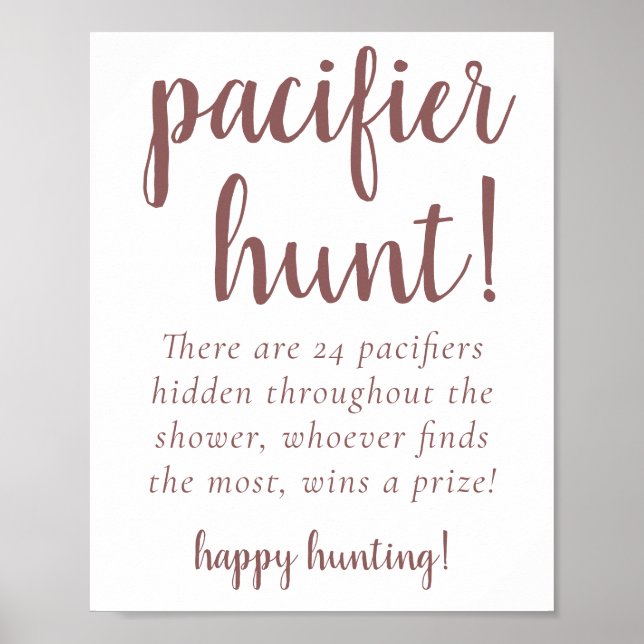Simple Pacifier Hunt | Mauve Pink Shower Game Poster (Front)