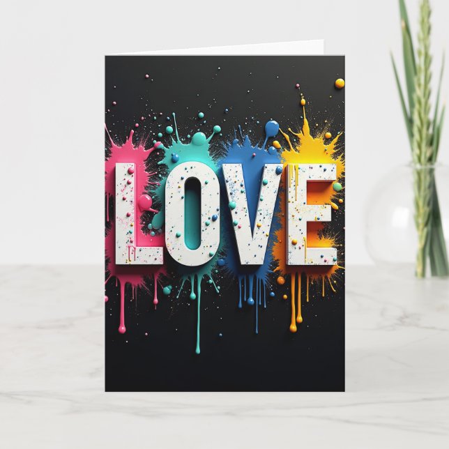 Simple Paint Splatter Love Card (Front)