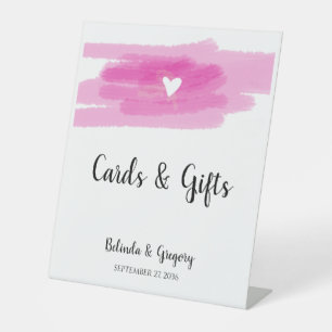 Simple Paint Strokes & Heart Wedding Cards & Gifts Pedestal Sign