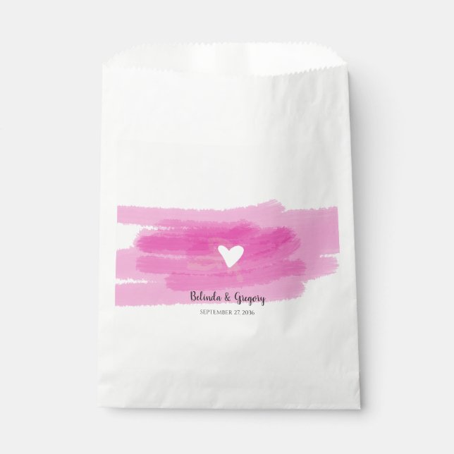 Simple Paint Strokes & Heart Wedding Favor Bag (Front)