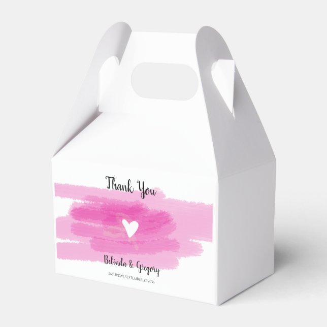 Simple Paint Strokes & Heart Wedding Favor Boxes (Front Side)