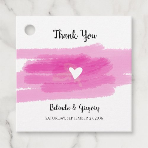 Simple Paint Strokes  Heart Wedding Gift Favor Tags