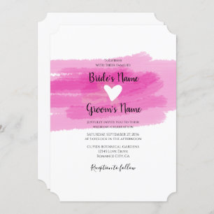 Simple Paint Strokes & Heart Wedding Invitations