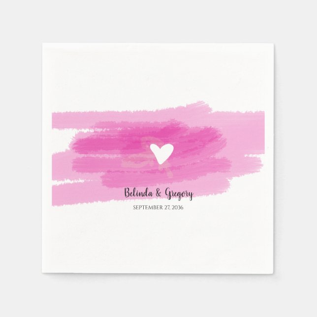 Simple Paint Strokes & Heart Wedding Napkins (Front)