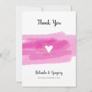 Simple Paint Strokes & Heart Wedding Thank You Card