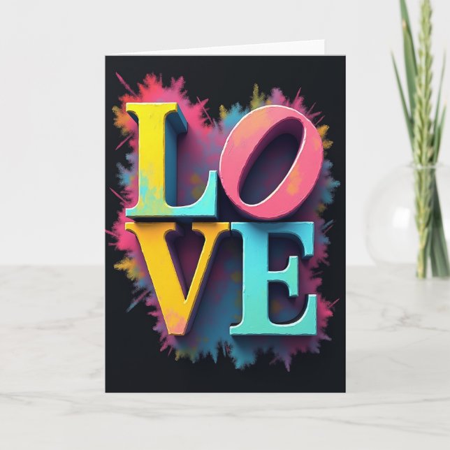 Simple Painted Love Burst Card (Front)