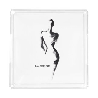 Simple painting gouache La Femme 01 poster Acrylic Tray