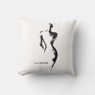 Simple painting gouache La Femme 01 poster Throw Pillow