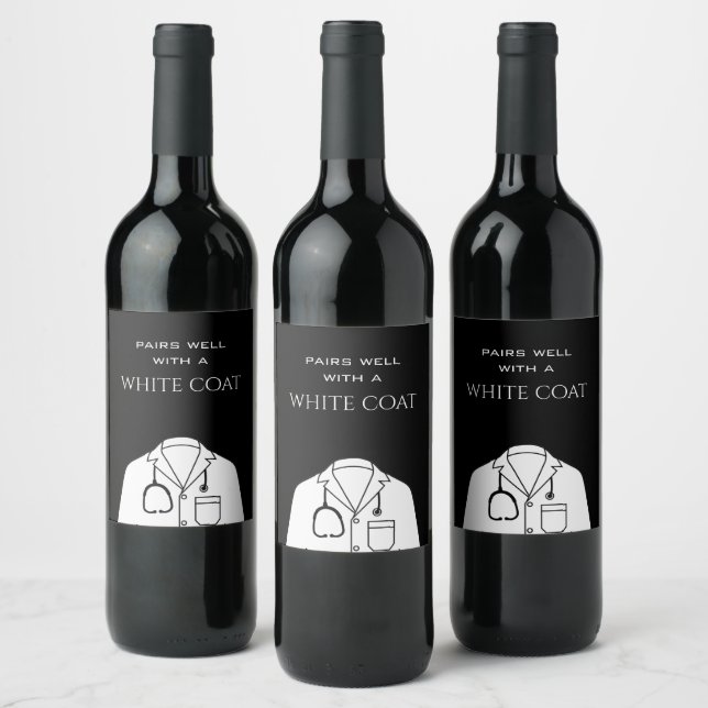 Simple Pairs Well With White Coat Ceremony Wine Label (Bottles)