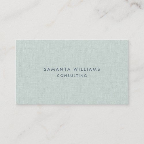Simple Pale Blue_Green Natural Linen Texture Print Business Card
