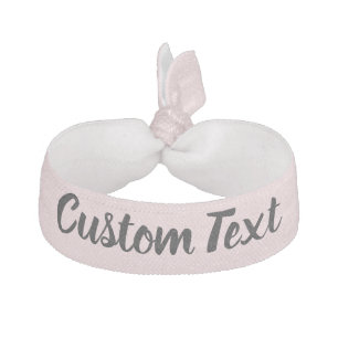 Simple Pale Pink and Black Cursive Script Text Elastic Hair Tie