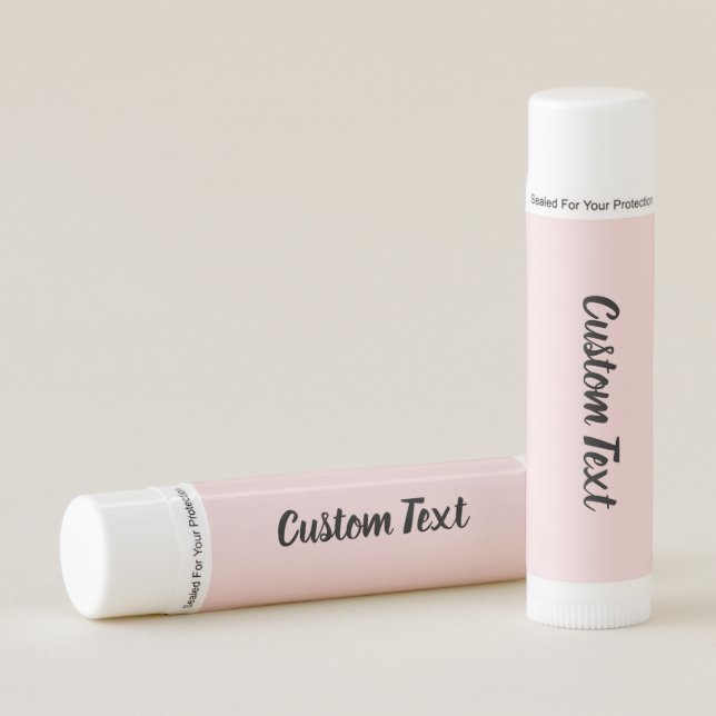 Simple Pale Pink and Black Cursive Script Text Lip Balm (Front)