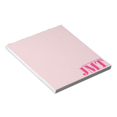 Simple Pale Pink and Bright Pink Name Monogram Notepad