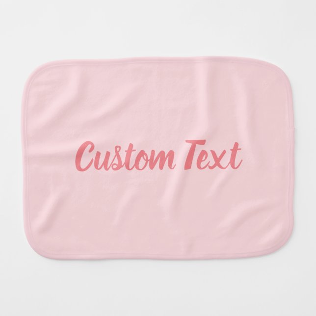 Simple Pale Pink and Dark Pink Cursive Script Name Baby Burp Cloth (Front Horizontal)