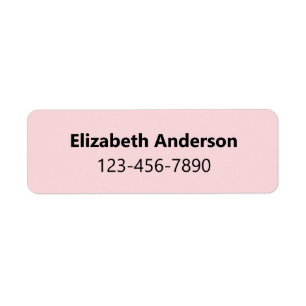 Simple Pale Pink & Black Name Bold & Phone Number Label