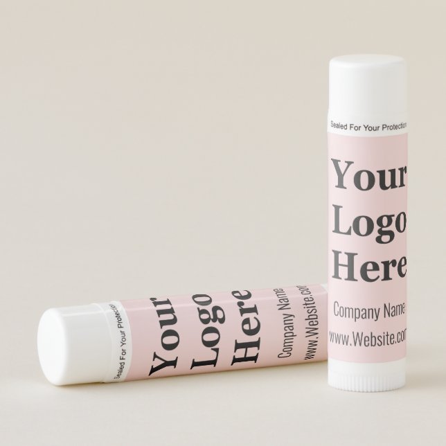 Simple Pale Pink Business Your Logo Here Template Lip Balm (Front)