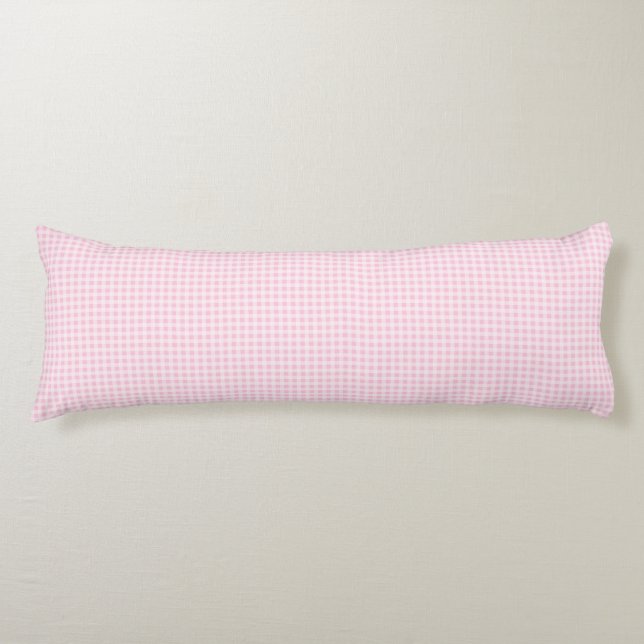 Simple Pale Pink Gingham Plaid  Body Pillow (Front)