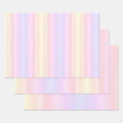 Simple Pale Pink Light Blue Pastel Yellow Gradient Wrapping Paper Sheets