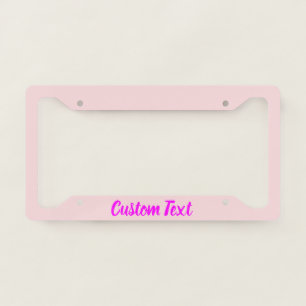 Simple Pale Pink with Magenta Text Template License Plate Frame