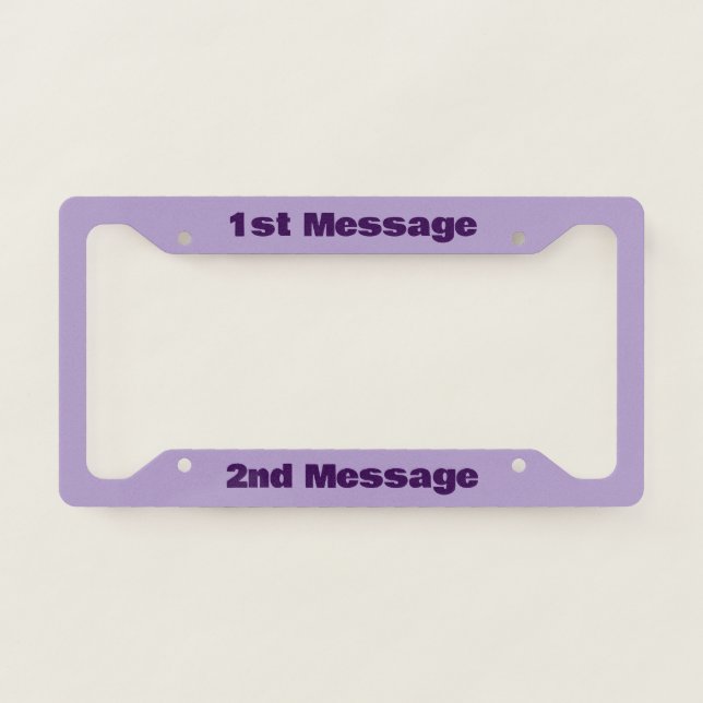 Simple Pale Purple Add Messages Text Template License Plate Frame (Front)