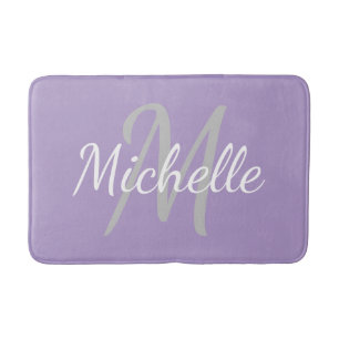 Simple pale purple Bold Typography & Name Monogram Bath Mat