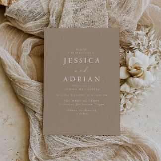 Simple Pale Taupe Minimal Modern Wedding Invitation