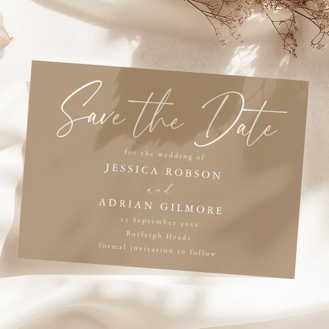Simple Pale Taupe Minimal Modern Wedding Save The Date (Creator Uploaded)