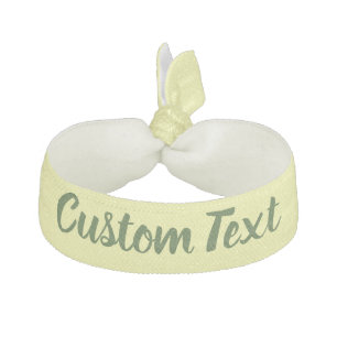 Simple Pale Yellow Dark Green Text Script Cursive Elastic Hair Tie