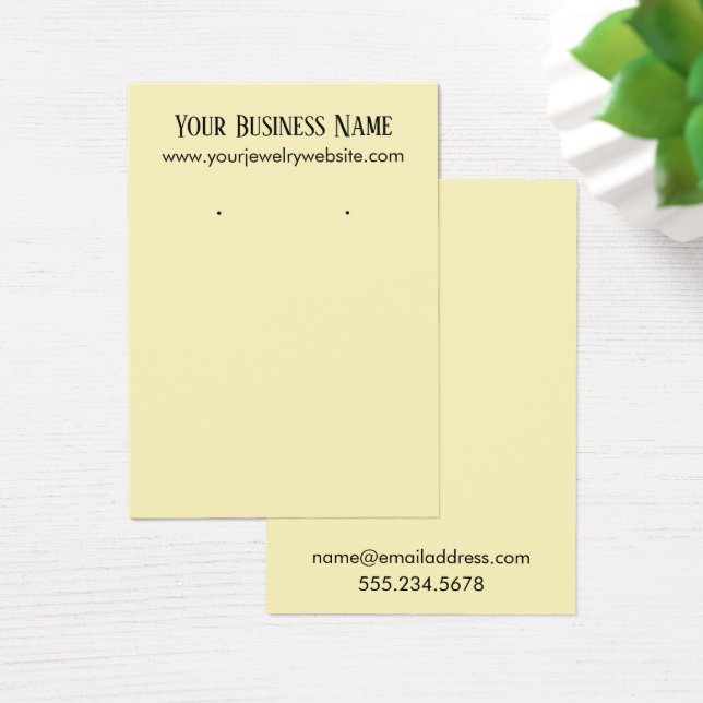 Simple Pale Yellow Earring Holder Display Cards (Desk)