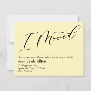 Simple Pale Yellow I Moved New Address Card
