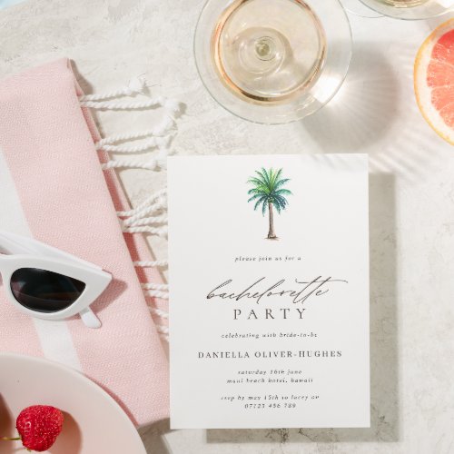 Simple Palm Tree Bachelorette Party Invitation
