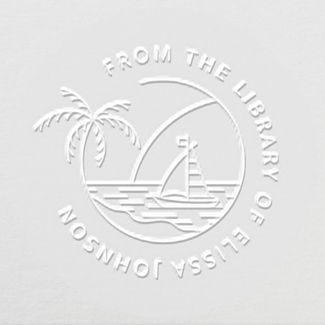 Simple Palm Tree Summer Custom From Library Book Embosser (Design)
